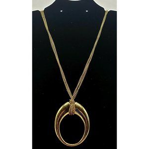 Express Gold Tone Multichain Pendant Necklace